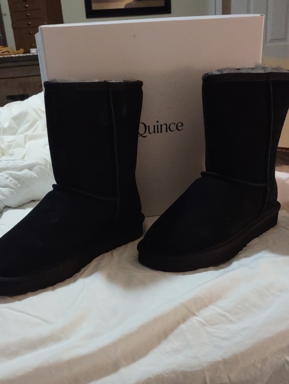 NIB Quince Australian Shearling Mid-Calf Boots Black Size 7